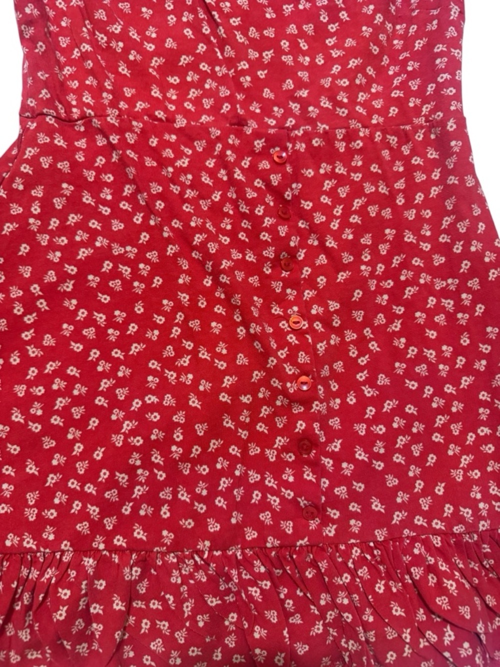 ASOS Red Floral Square-Neck Puff-Sleeve Mini Dress with Ruffle Hem - Picture 8 of 8